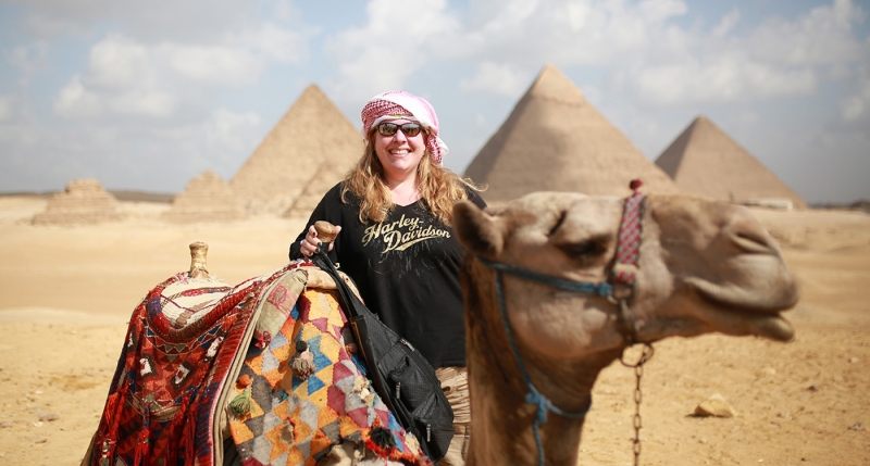 A tourist with a camel in front of Giza Pyramids | Giza pyramids Tour | Cairo Day Tour | Egyptian Museum Tour
